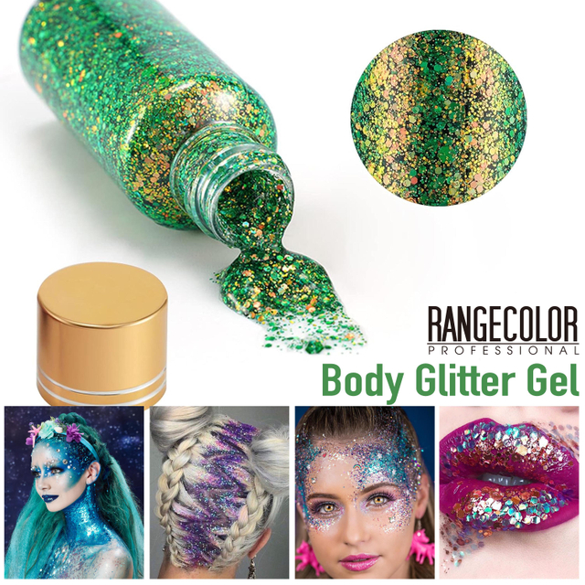 Body Glitter,Mardi Gras Face Glitter Singer Concerts Festival Rave Accessories,Mermaid Sequins Glitter Face Paint,Chunky Hair Sparkling Halloween Glitter Gel for Women