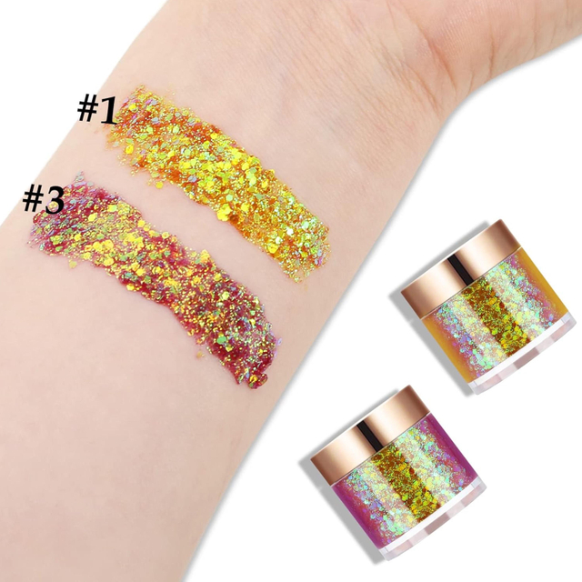 Jars of Multi-Shaped Cosmetic Chunky Glitter Shimmer Body Face Hair Eye Party Beauty Makeup Temporary Tattoos