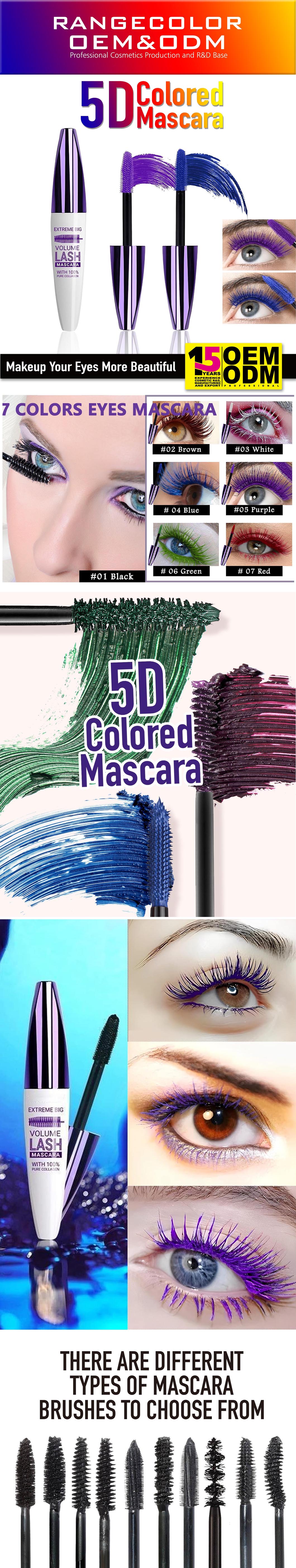 5D Colored Mascara, Lengthening and Volumizing for a Full Fan Effect OEM ODM