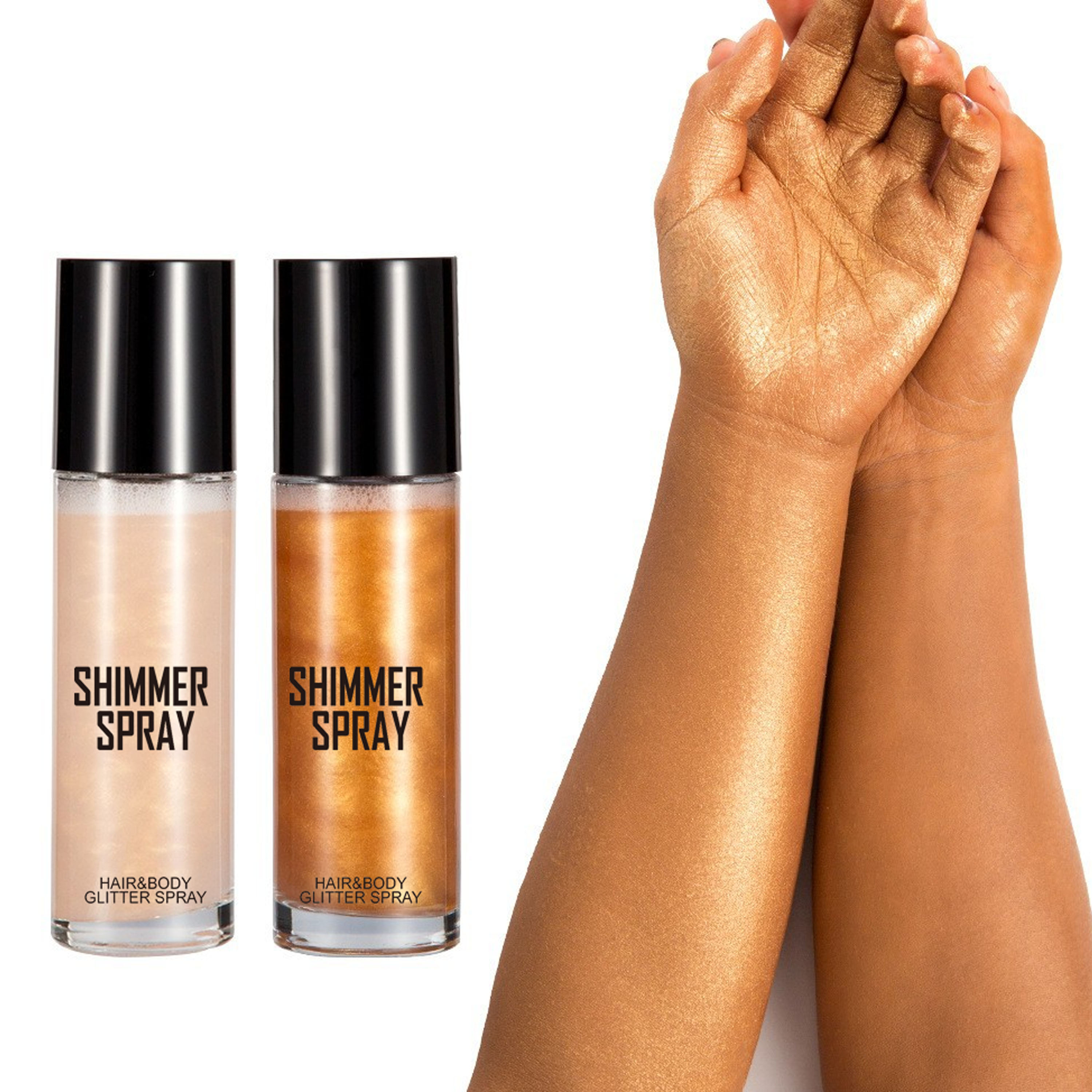 Brightening & 3D Contouring Hair and Body Glitter Shimmer Liquid Highlight Setting Spray Quicksand Moisturizing Primer