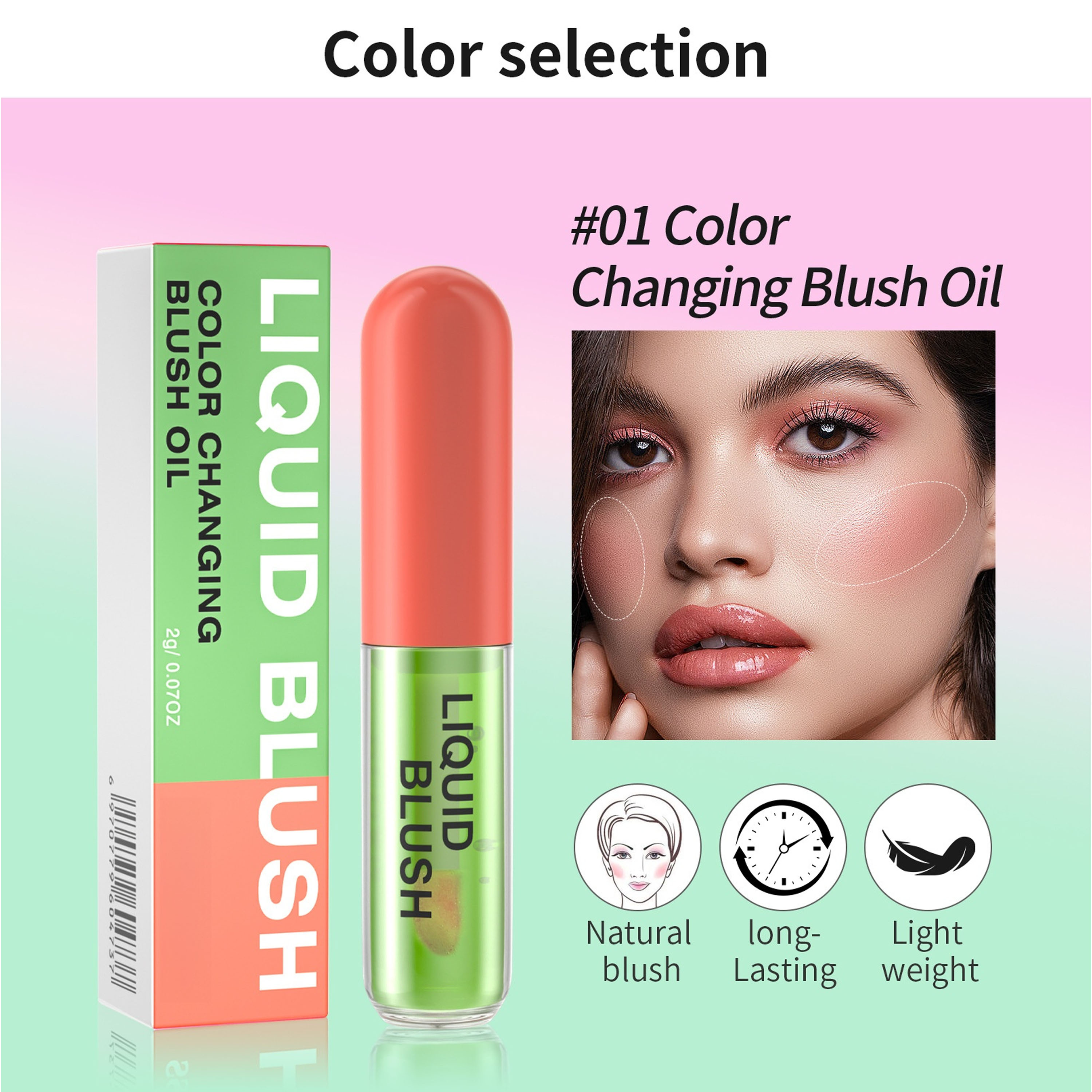 OEM Factory Natural Brightening Complexion Color Changing Tinted Blush Oil; Longlasting Lightweight Waterproof Moisturizing Liquid Blush