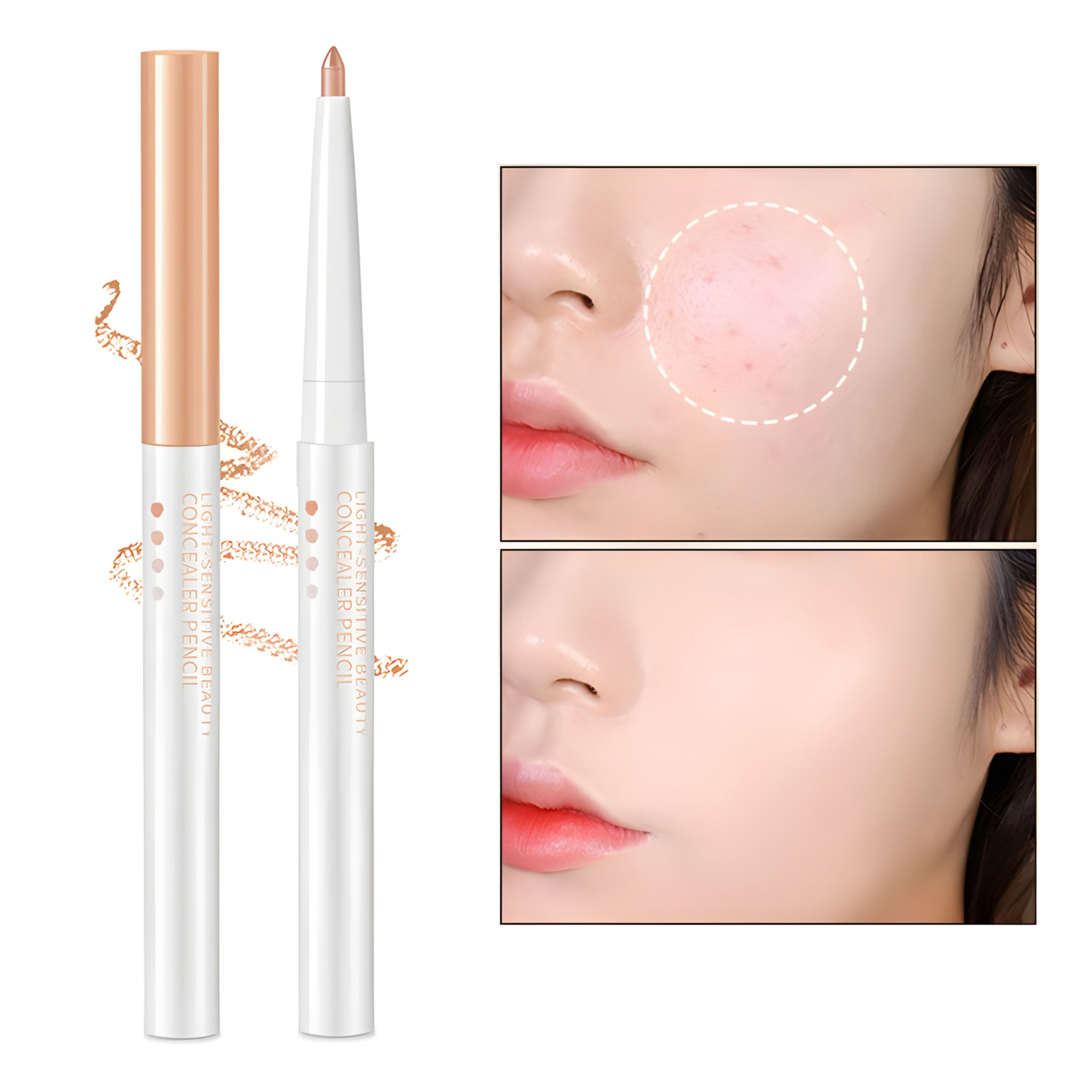 Multi-Use Natural and Thin Smooth & Easy Drawing Moisturizing Concealer &Countour Pencil