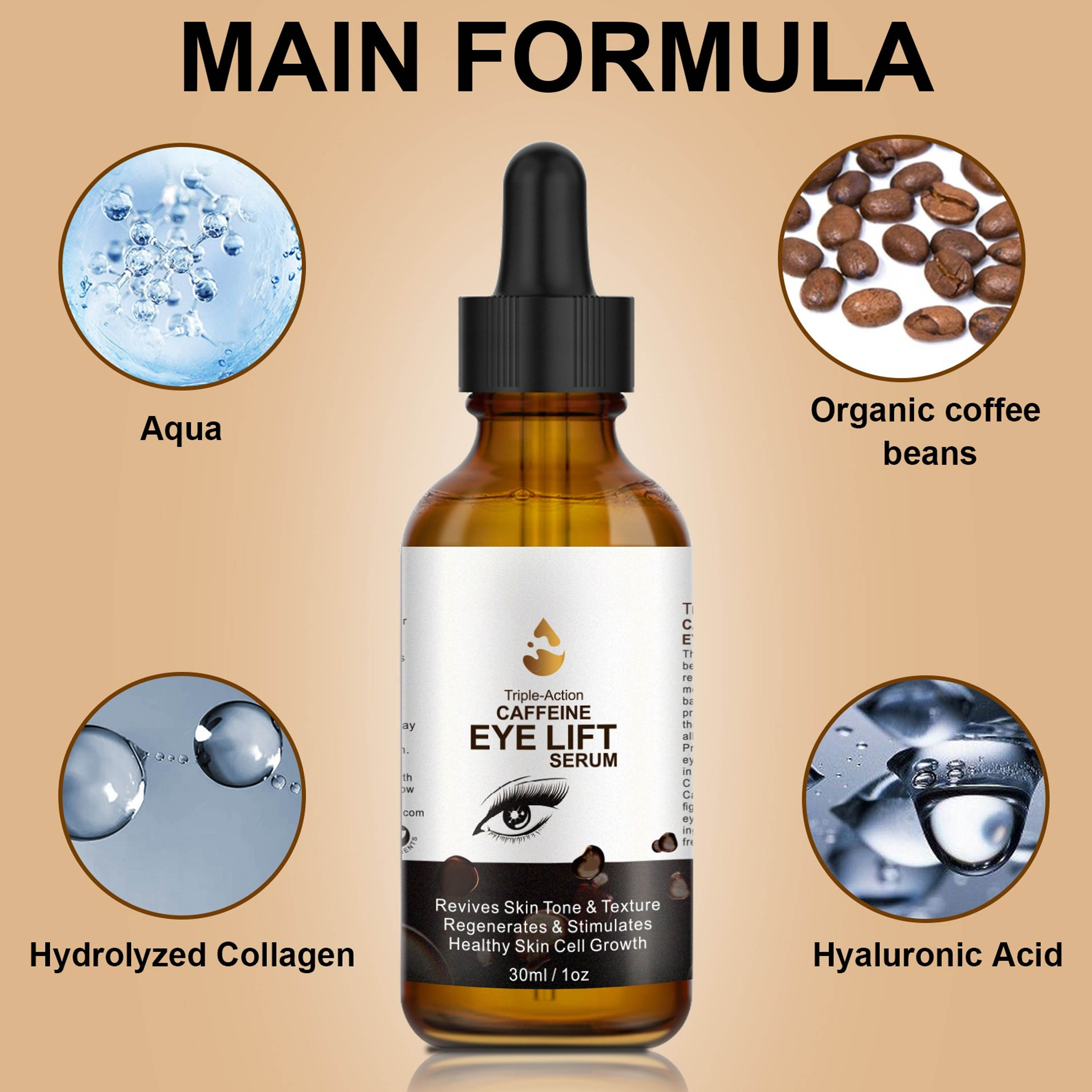 Hydrates&Nourishes Rejuvenates Repair&Moisturizing Revives Skin Tone Caffeine Eye Lift Serum Healthy Skin Cell Growth