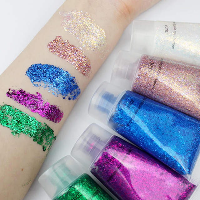 Body Glitter,Mardi Gras Face Glitter Singer Concerts Festival Rave Accessories,Mermaid Sequins Glitter Face Paint,Chunky Hair Sparkling Halloween Glitter Gel for Women