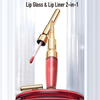 2 In1 Double-Ended Mirror Moisturizing and Whitening Lipstick Create Q-Bounce, Moist and Plump Lips; Multi Function Fiber-Carved Essence Nude Lipgloss&Lipliner 