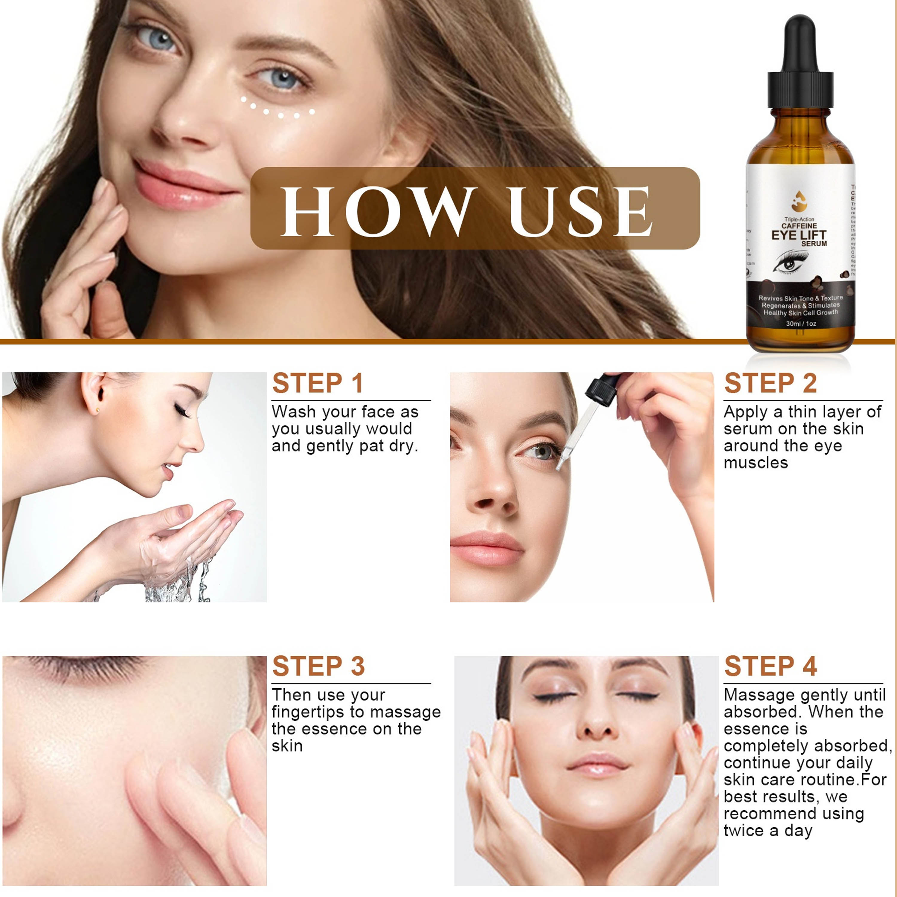 Hydrates&Nourishes Rejuvenates Repair&Moisturizing Revives Skin Tone Caffeine Eye Lift Serum Healthy Skin Cell Growth