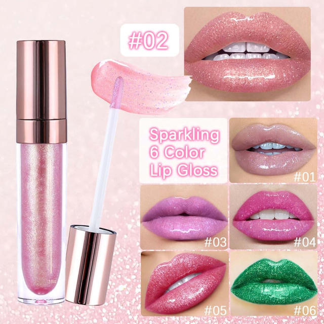  Shimmery Glitter Lip Gloss Liquid Lipstick Set, Plumping Hydrating Lip Glow Oil, High Shine Sparkling Color Lipstick Makeup