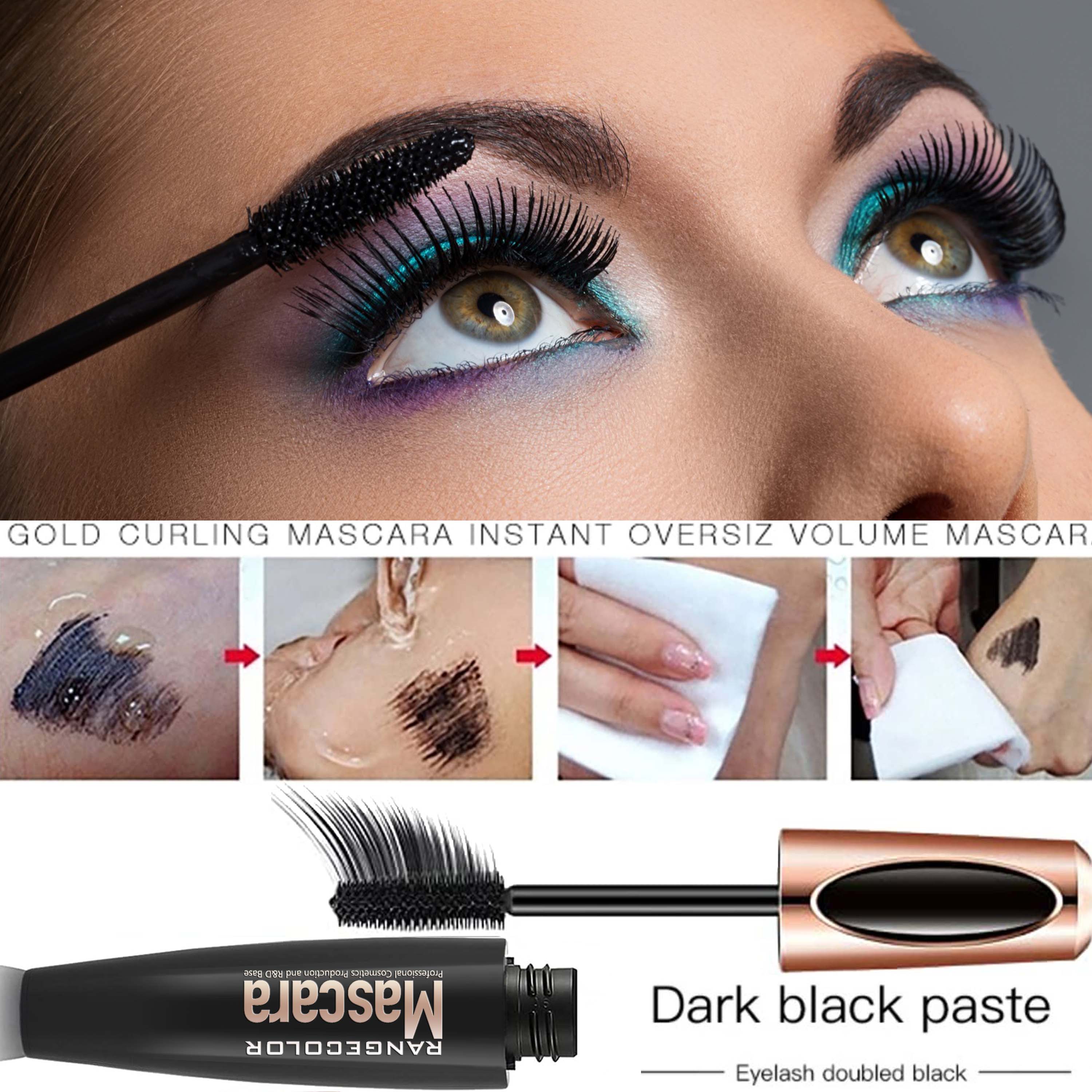 Washable Mascara, Lengthening and Volumizing for a Full Fan Effect, Blackest Black