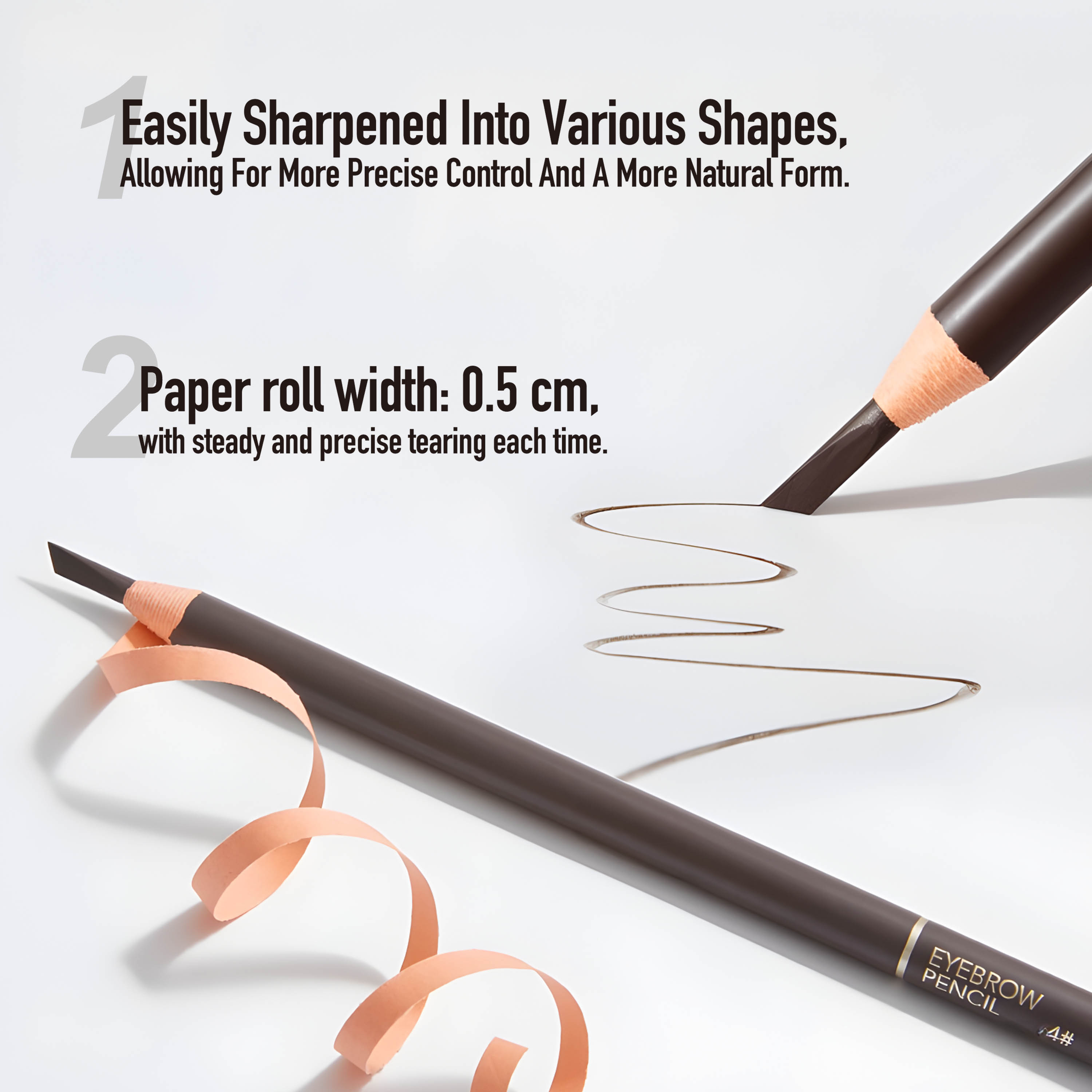 Soft Filling and Smooth Lines Steady and Precise Sharpenable Tip Fearless Water and Oil Paper Roll Eyebrow Pencil