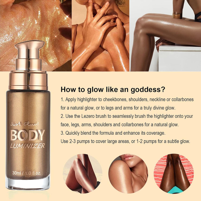 Body Shimmer Oil, Waterproof Long Lasting Moisturizing Bronze Body Luminizer Glow For Face & Body,