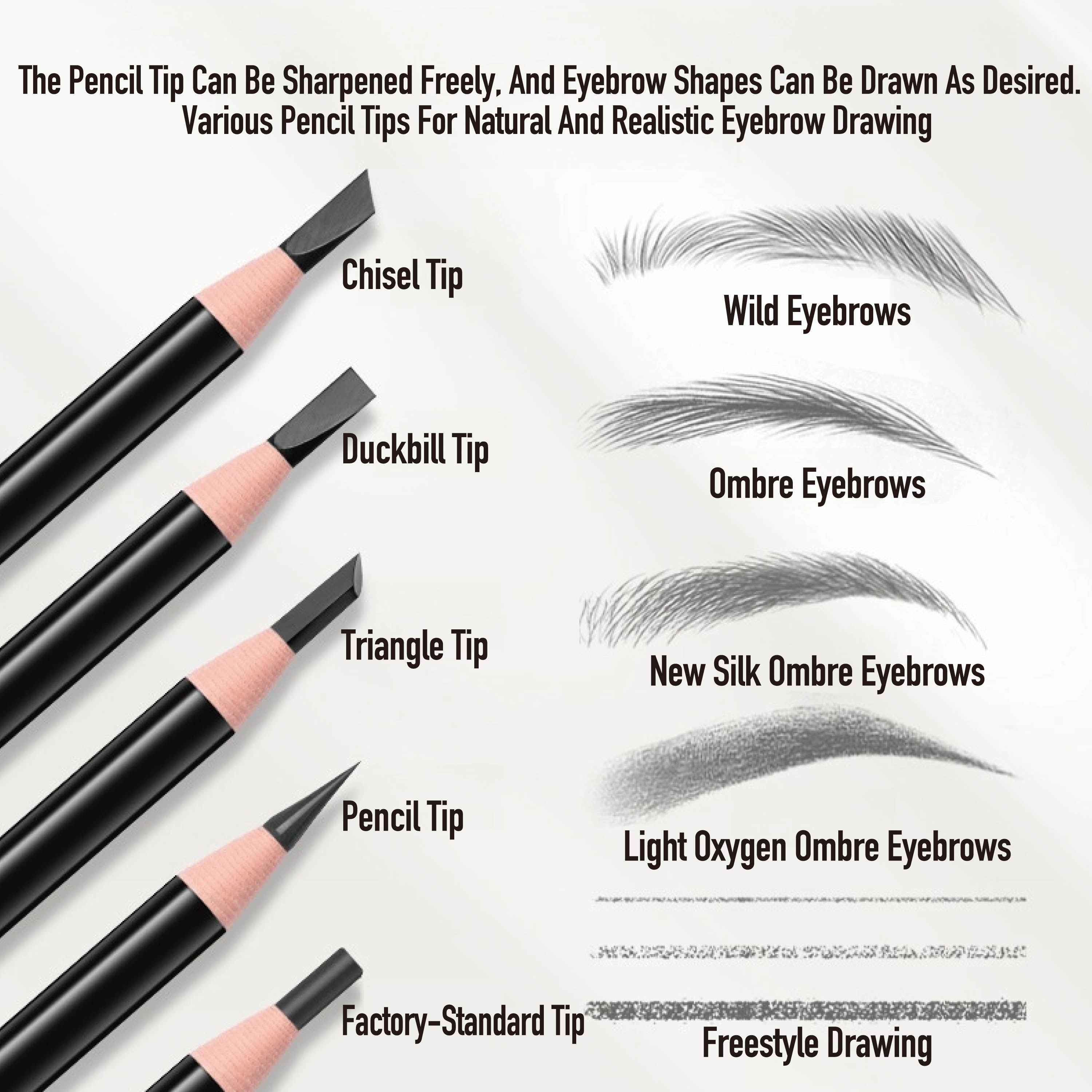 Soft Filling and Smooth Lines Steady and Precise Sharpenable Tip Fearless Water and Oil Paper Roll Eyebrow Pencil